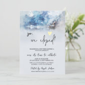 Winter Mountain Lake Wedding Elopement Einladung (Stehend Vorderseite)