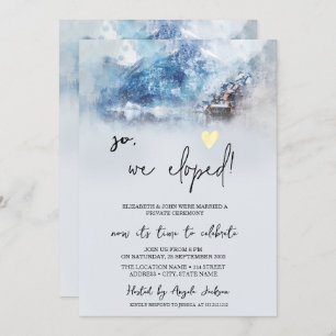 Winter Mountain Lake Wedding Elopement Einladung