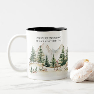 Winter Mountain Mug: Cozy Forest & Snow Zweifarbige Tasse