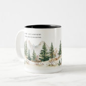 Winter Mountain Mug: Cozy Forest & Snow Zweifarbige Tasse (Vorderseite Links)