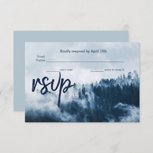 Winter Mountain Pines Wedding RSVP Card (Vorne/Hinten)