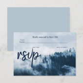 Winter Mountain Pines Wedding RSVP Card Karte (Vorne/Hinten)