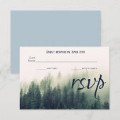 Winter Mountain Pines Wedding RSVP Card Karte (Vorne/Hinten)
