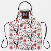 WInter Mountain Ski Trip Thema Muster Monogramm Schürze (Vorderseite)