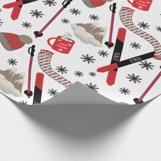 WInter Mountain Ski Trip Thema Muster Wrapping Pa Geschenkpapier (Ecke)