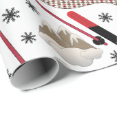 WInter Mountain Ski Trip Thema Muster Wrapping Pa Geschenkpapier (Rolleneckpunkt)