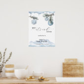 Winter Mountain Snowflake Baby Shower Welcome  Poster (Küche)