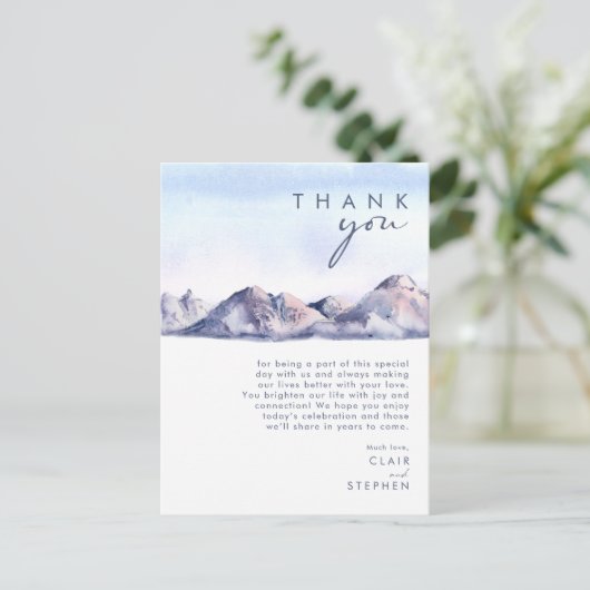 Winter Mountain Sunset Danke Karte (Stehend Vorderseite)