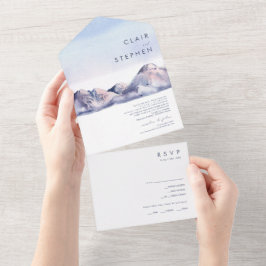 Winter Mountain Sunset Foto Siegel und senden All In One Einladung