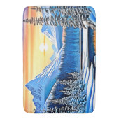Winter Mountain Sunset Glow Badematte (Vorderseite Vertikal)