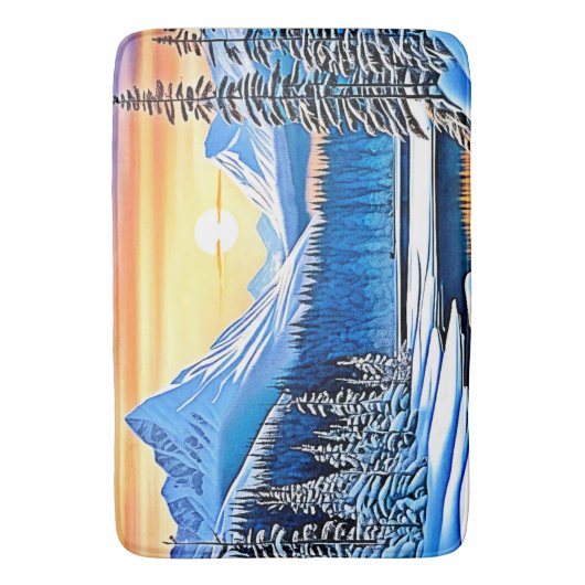 Winter Mountain Sunset Glow Badematte (Vorderseite Vertikal)