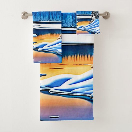 Winter Mountain Sunset Glow Badhandtuch Set (Insitu)