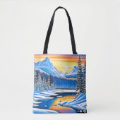 Winter Mountain Sunset Glow Tasche (Vorderseite)