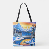Winter Mountain Sunset Glow Tasche (Rückseite)