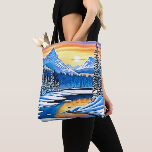 Winter Mountain Sunset Glow Tasche (Von Nahem)