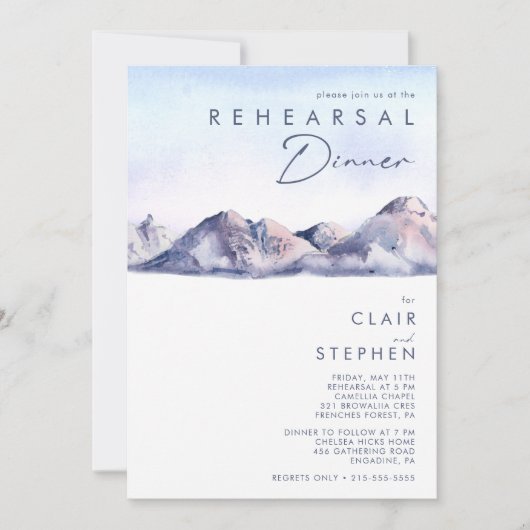 Winter Mountain Sunset Probe Dinner Einladung (Vorderseite)