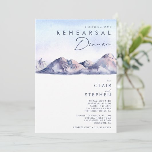 Winter Mountain Sunset Probe Dinner Einladung (Stehend Vorderseite)