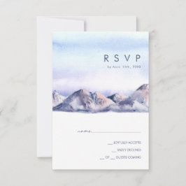 Winter Mountain Sunset RSVP Card Karte