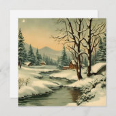 Winter Mountain Village am Creek Feiertagskarte (Vorne/Hinten)