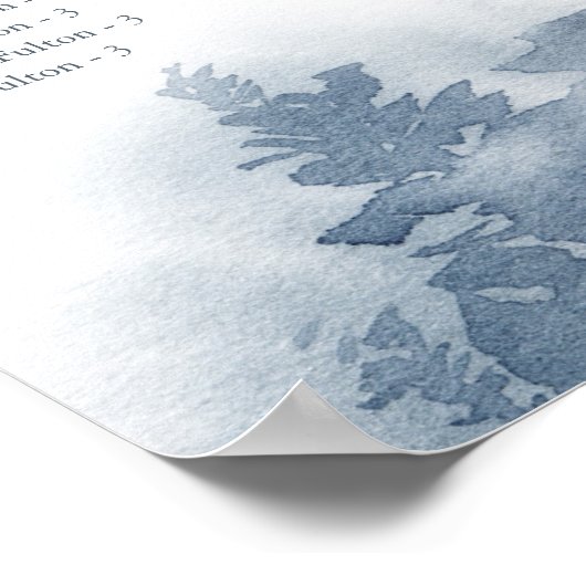 Winter Mountain Wedding Alphabetische Seetabelle Poster (Ecke)