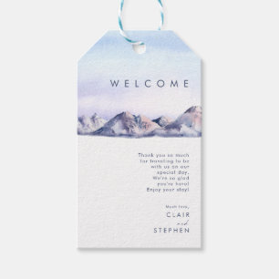 Winter Mountain Wedding Begrüßungstags Geschenkanhänger