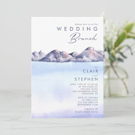 Winter Mountain Wedding Brunch Einladung (Stehend Vorderseite)