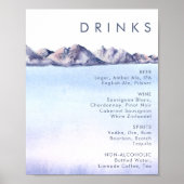 Winter Mountain Wedding Drinks Menü Poster (Vorne)