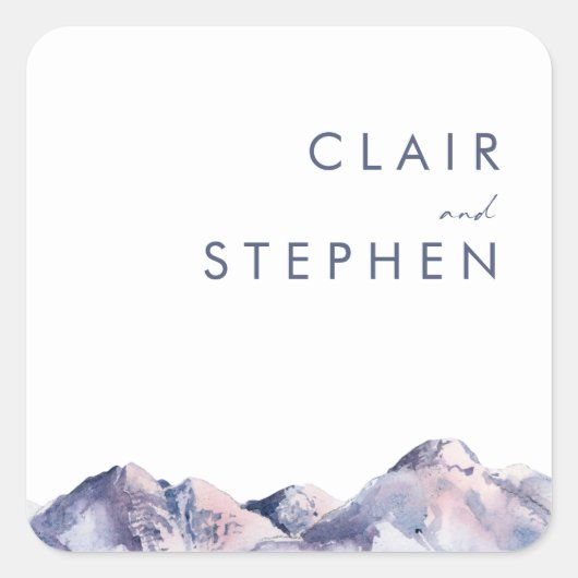 Winter Mountain Wedding Umschlag Aufkleber (Vorderseite)