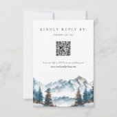 Winter Mountains Pine Tree Hochzeit RSVP (Vorderseite)