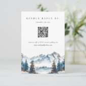 Winter Mountains Pine Tree Hochzeit RSVP (Stehend Vorderseite)