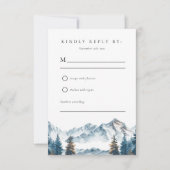 Winter Mountains Pine Tree Hochzeit RSVP (Vorderseite)