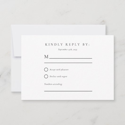 Winter Mountains Pine Tree Hochzeit RSVP Karte (Vorderseite)