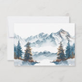 Winter Mountains Pine Tree Hochzeit RSVP Karte (Rückseite)