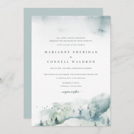 Winter Mystère I Formal Wedding Einladung (Vorne/Hinten)