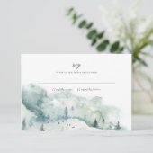 Winter Mystère Wedding RSVP Response Einladung (Stehend Vorderseite)