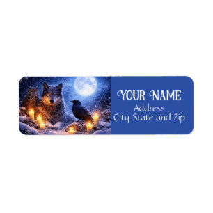 Winter-Mystischer-Wolf-Eule-Rabe-Rücksendeadresse