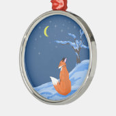Winter-NachtFox Silbernes Ornament (Links)