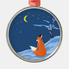 Winter-NachtFox Silbernes Ornament