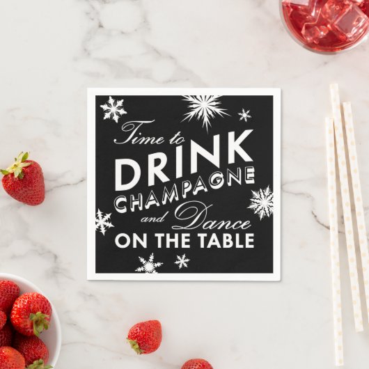 Winter Napkin Time to Drink Champagne Serviette (Beispiel)