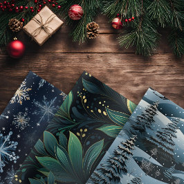 Winter/Nature Variety Wrapping Paper - Set von 3 Geschenkpapier Set