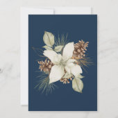 Winter Navy Blue Elegante Script Hochzeit Einladung (Rückseite)