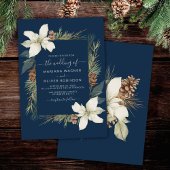 Winter Navy Blue Elegante Script Hochzeit Einladung