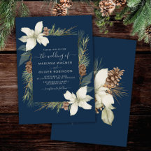 Winter Navy Blue Elegante Script Hochzeit