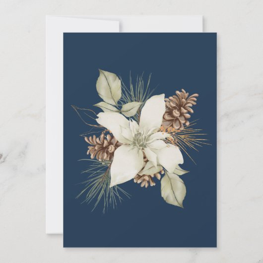 Winter Navy Blue Elegante Script Hochzeit Einladung (Rückseite)