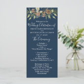 Winter Navy Blue Elegante Script Hochzeit Programm (Stehend Vorderseite)