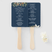 Winter Navy Blue Elegante Script Wedding Programm Fächer (Vorne und Hinten)