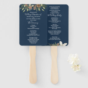 Winter Navy Blue Elegante Script Wedding Programm Fächer