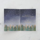 Winter Navy Red Watercolor Schneebäume Weihnachten Karte (Innenseite)