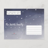 Winter Navy Wasserfarbenschneefeier Einladungspostkarte (Rückseite)