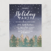 Winter Navy Wasserfarbenschneefeier Einladungspostkarte (Vorderseite)